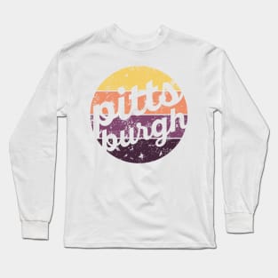 Pittsburgh Retro Fan Throwback Lettering Long Sleeve T-Shirt